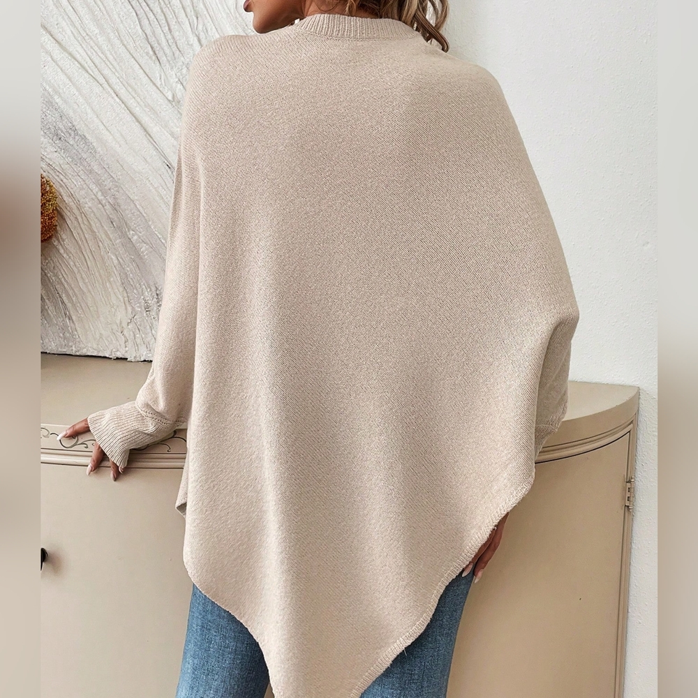Floral Pattern Batwing Sleeve Asymmetrical Hem Sweater - Picture 3 of 5